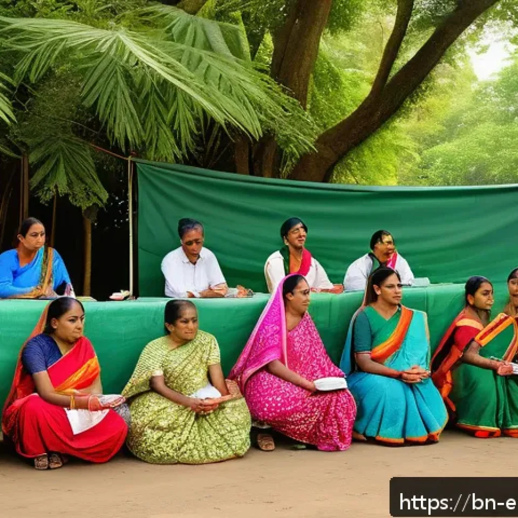 환경보호 실습 피드백 활용법 - A vibrant community environmental awareness campaign in a rural Bengali village, featuring diverse l...